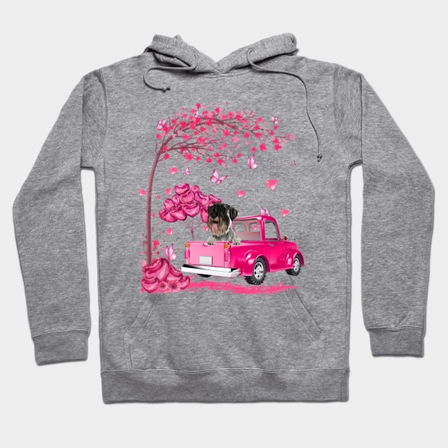 Valentine's Day Love Pickup Truck Standard Schnauzer Hoodie by SuperMama1650